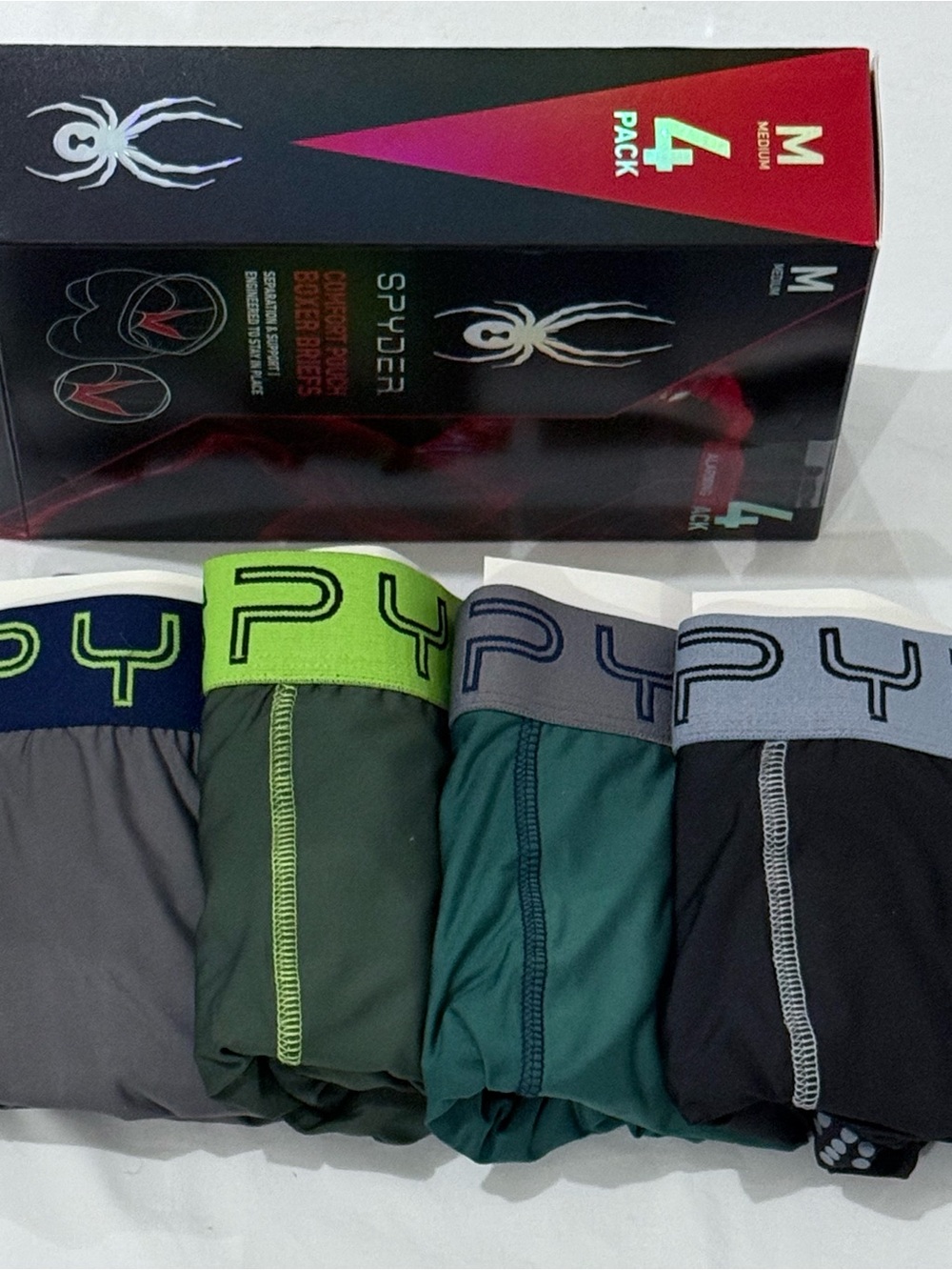 NEW in Box 4 Pack Spyder Performance Boxer Briefs Underwear Men’s Size Medium